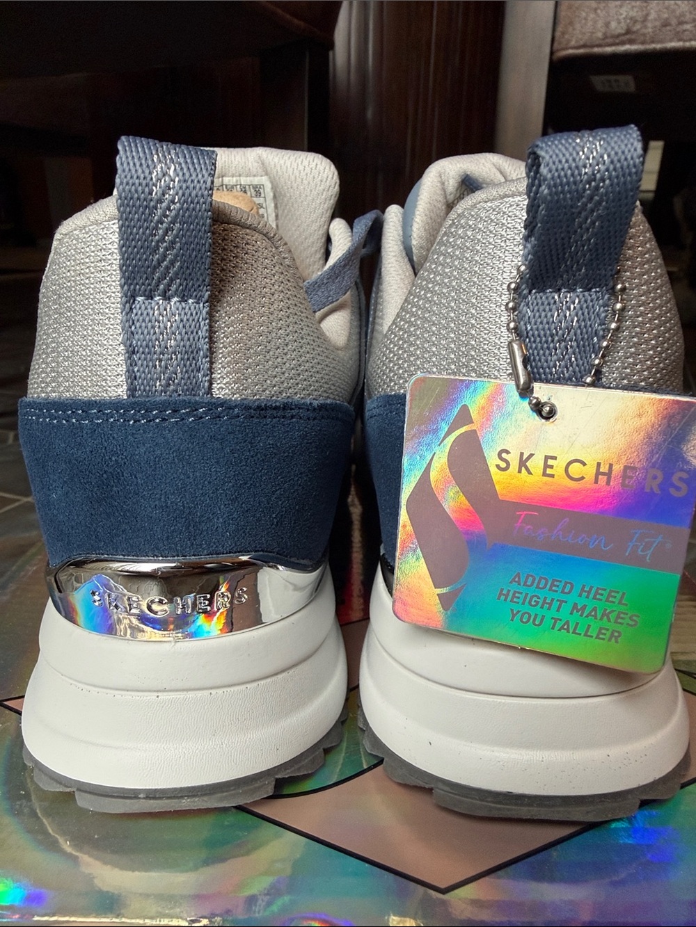 Skechers Blue and Silver Athletic Sneakers - Picture 3 of 5